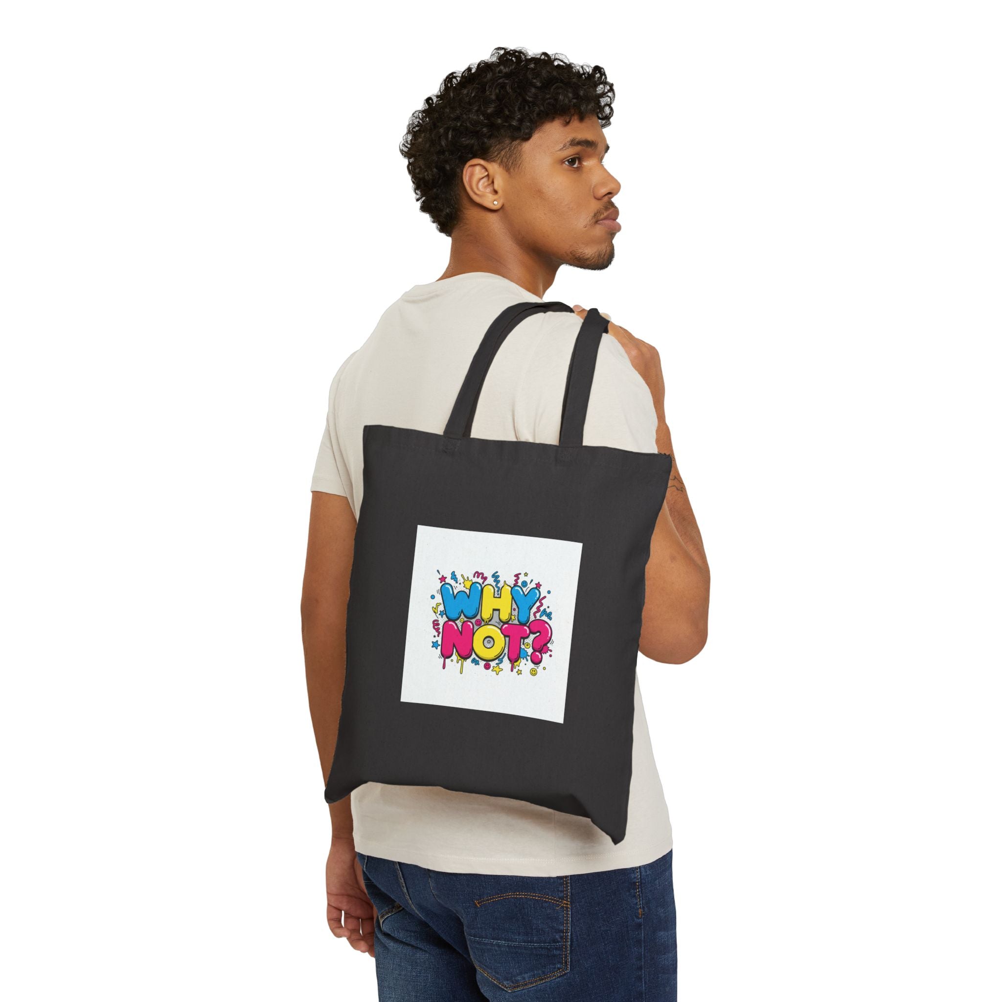Why Not? Slogan Tote | meme phrase, glitch graphic