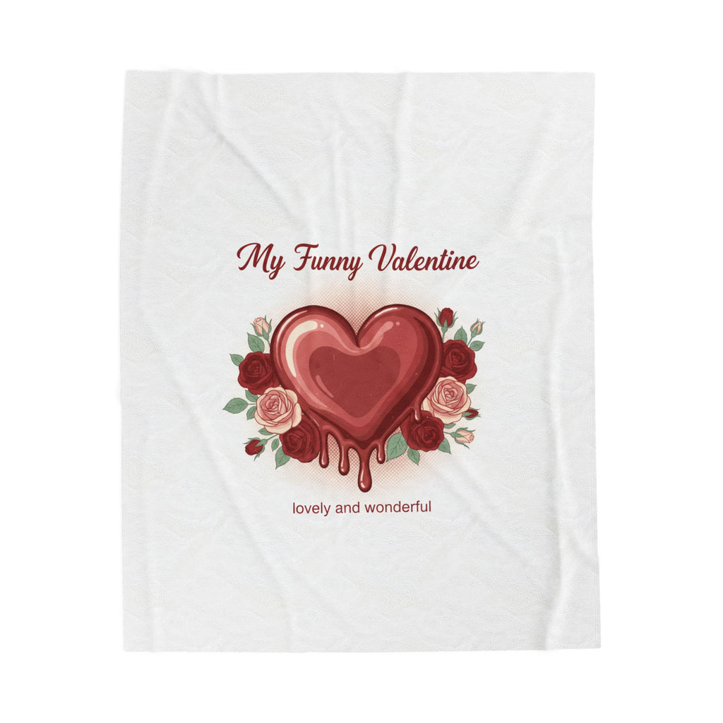 Valentine Heart Plush Blanket — "My Funny Valentine" Floral Cozy Throw