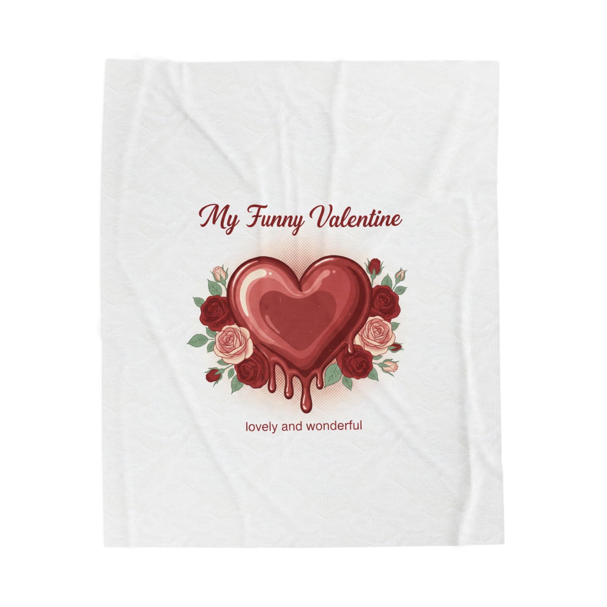 Valentine Heart Plush Blanket — "My Funny Valentine" Floral Cozy Throw