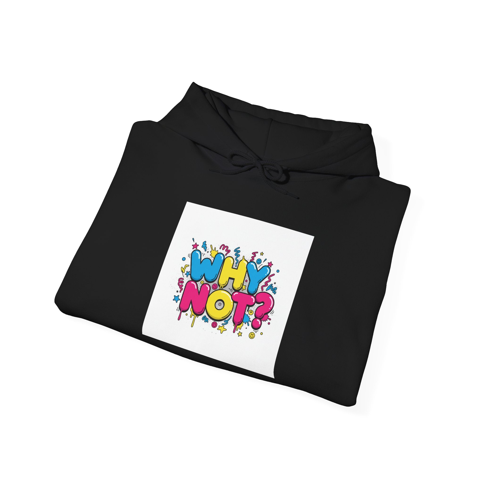 Why Not? hoodie | slogan & glitch graphic, meme phrase sweatshirt