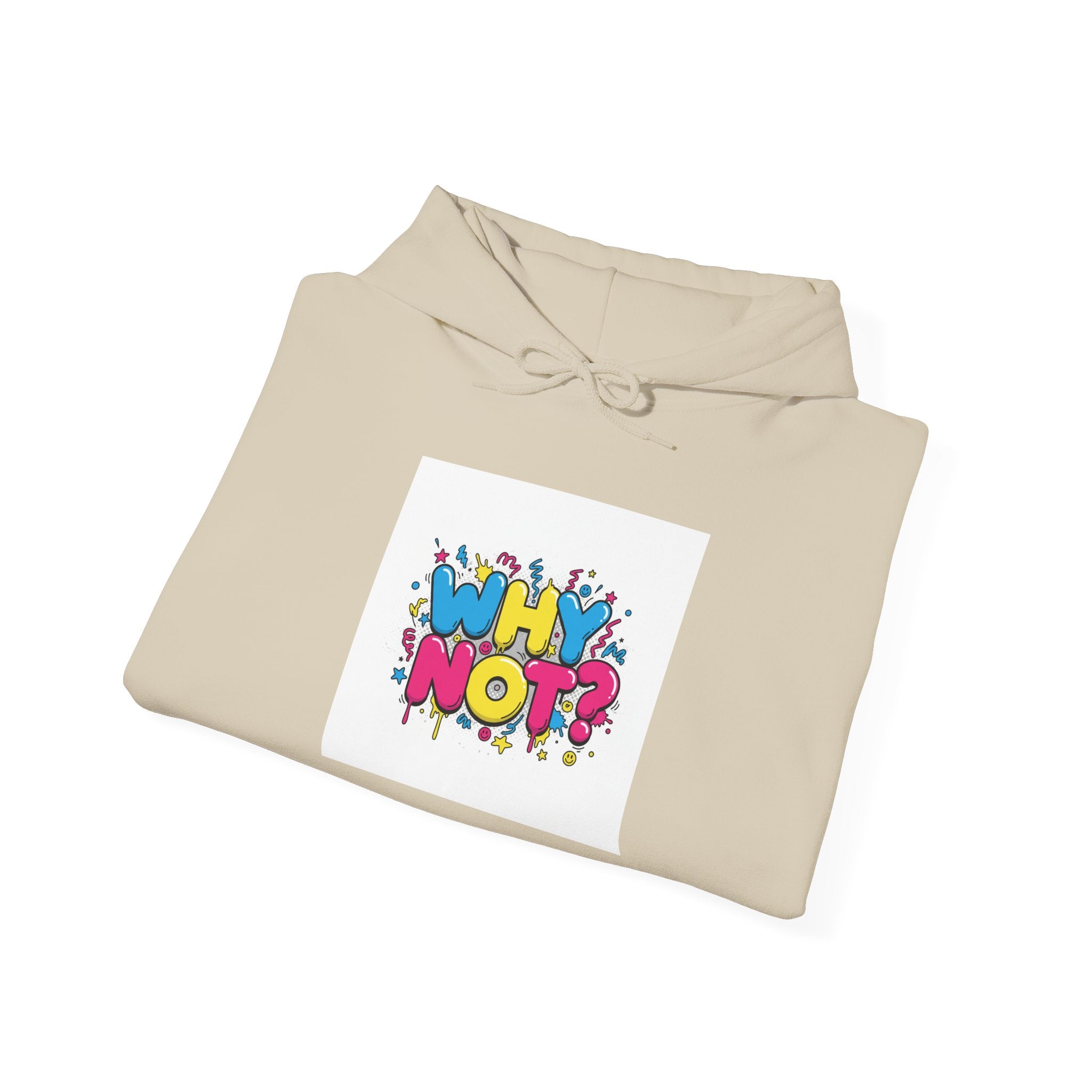 Why Not? hoodie | slogan & glitch graphic, meme phrase sweatshirt