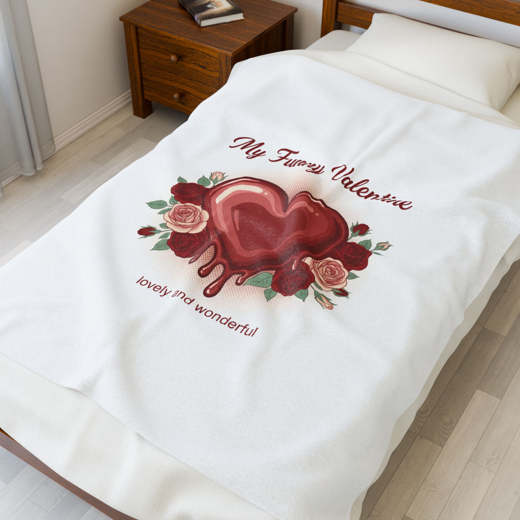 Valentine Heart Plush Blanket — "My Funny Valentine" Floral Cozy Throw