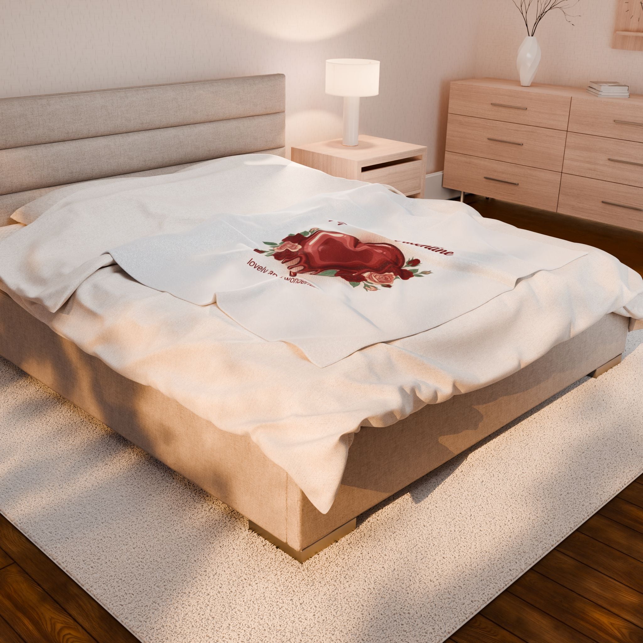 Valentine Heart Plush Blanket — "My Funny Valentine" Floral Cozy Throw